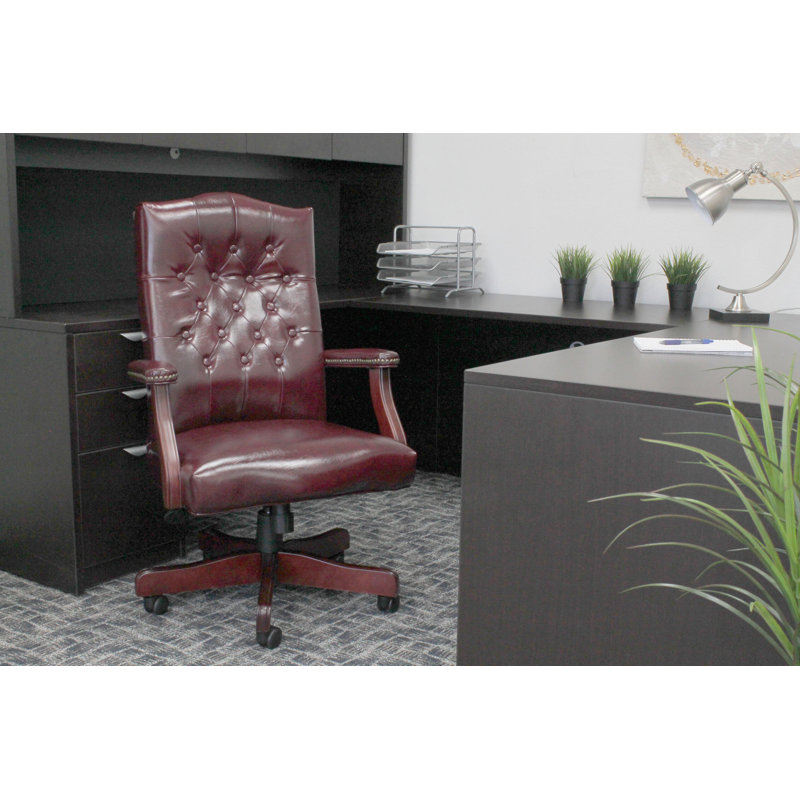 Boss Office Products Vinyl Executive Chair, Oxblood Vinyl
