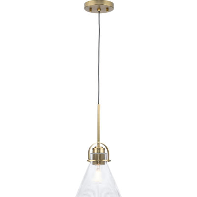 Luminaire suspendu industriel en or brossé 1 lumière Avec 7,75 po