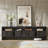 Dulane Modern Farmhouse 70" Tv Stand For Tvs Up To 75" With  2 Doors And Open Storage, Black-1318514637