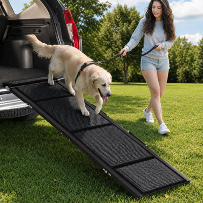 71"x20" Extra Wide Folding Pet Ramp, Non-Slip Dog Ramp for Car SUV Truck, 300lbs Capacity, Black