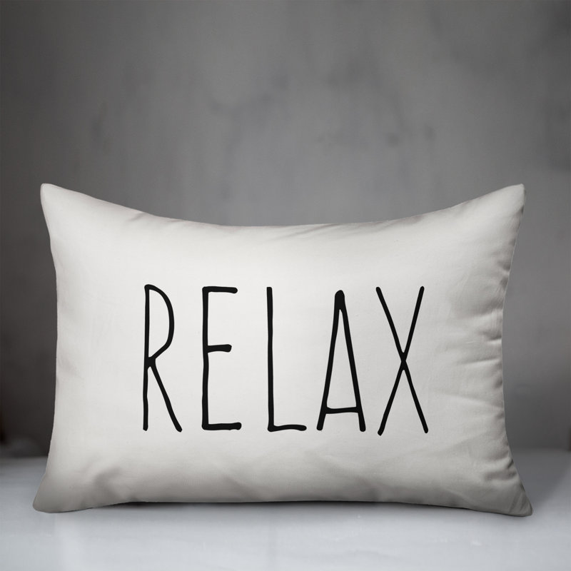  Relax Outdoor Rectangular Pillow Cover & Insert, Off White/Black