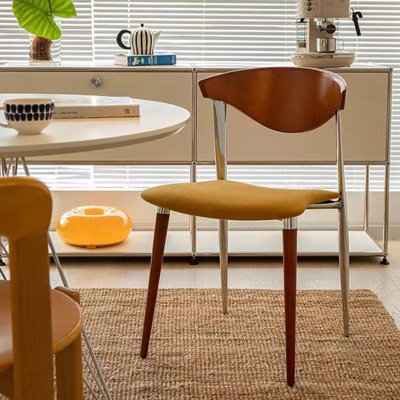 Chaise d'appoint à dossier brun noisette + argent + jaune (ensemble de 2)