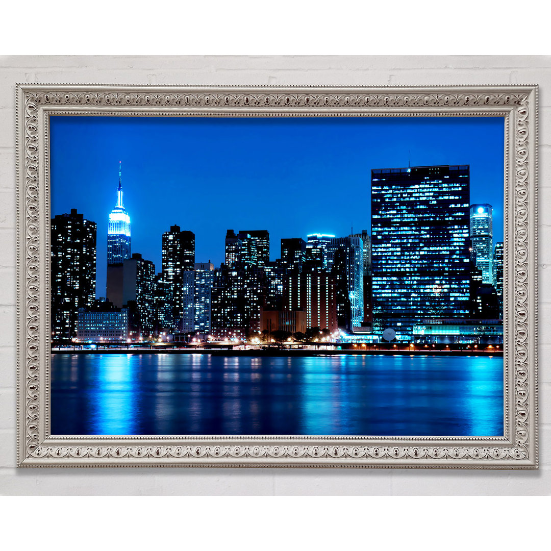 New York Empire State Blue Nights - Einzelne Bilderrahmen Kunstdrucke