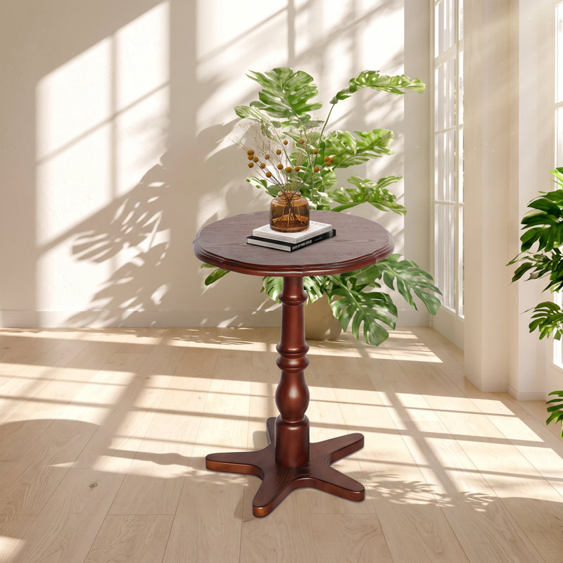 Table d'appoint piédestal Haixu en MDF brun noyer, 40 cm L x 40 cm P x 55 cm H