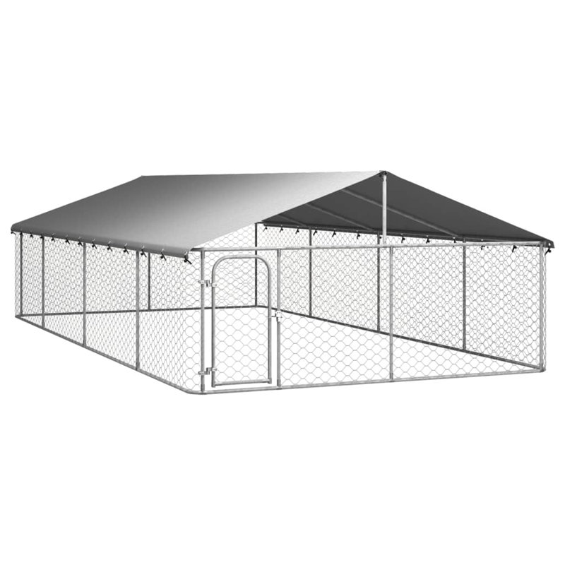 Large Outdoor Galvanized Steel Dog Kennel with Roof