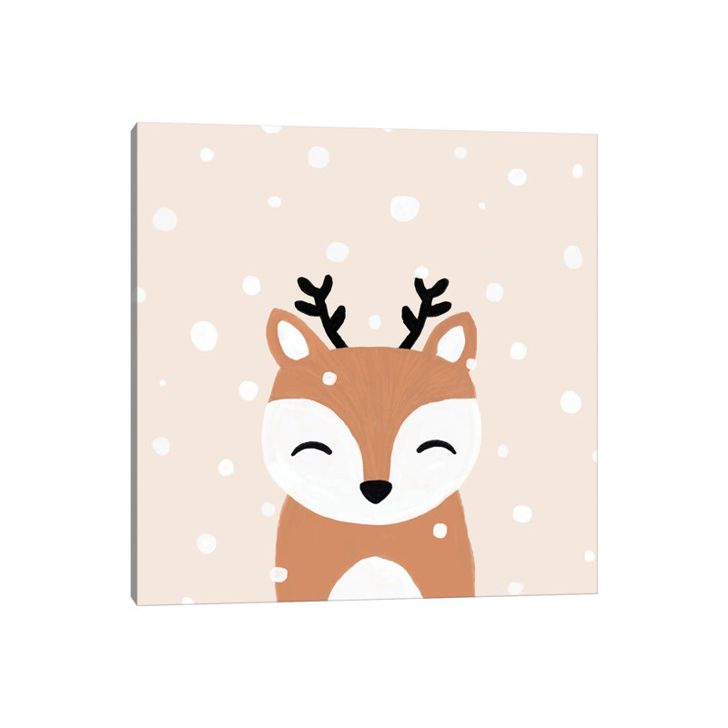 « Snow & Deer » par Orara studio, reproduction d’art, Pas de tapis, H 37 po x l 37 po x P 1,5 po, Toile tendue