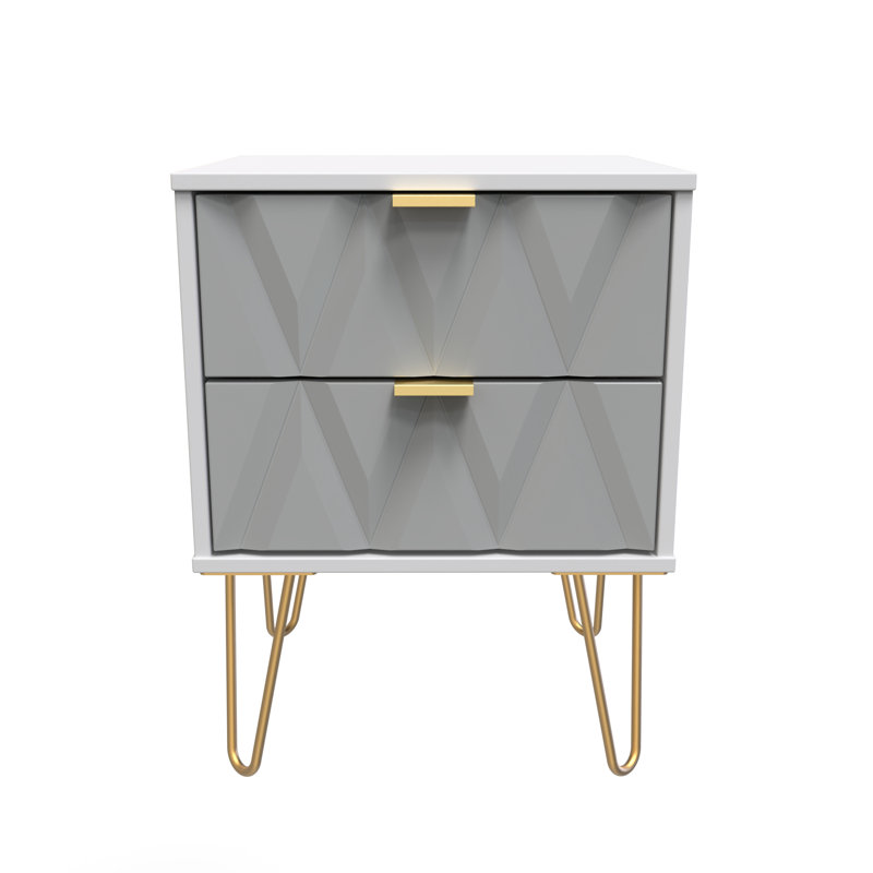 Baturhan 2 Drawer Bedside Cabinet (Ready Assembled), Shadow Matt/Grey