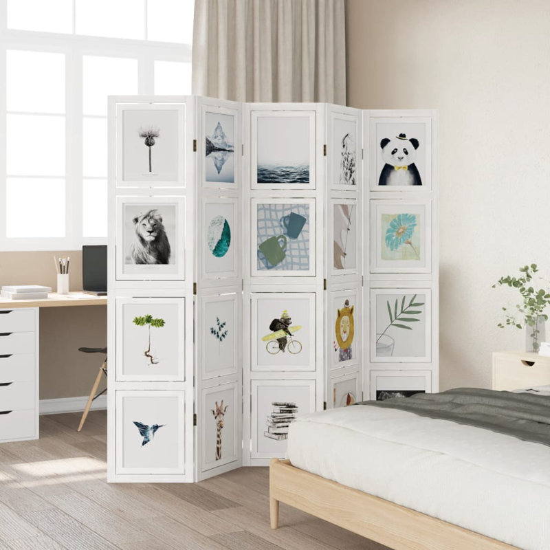 Hillsboro 180cm W 5 - Panel Solid Wood Folding Room Divider, 180cm H x 180cm W