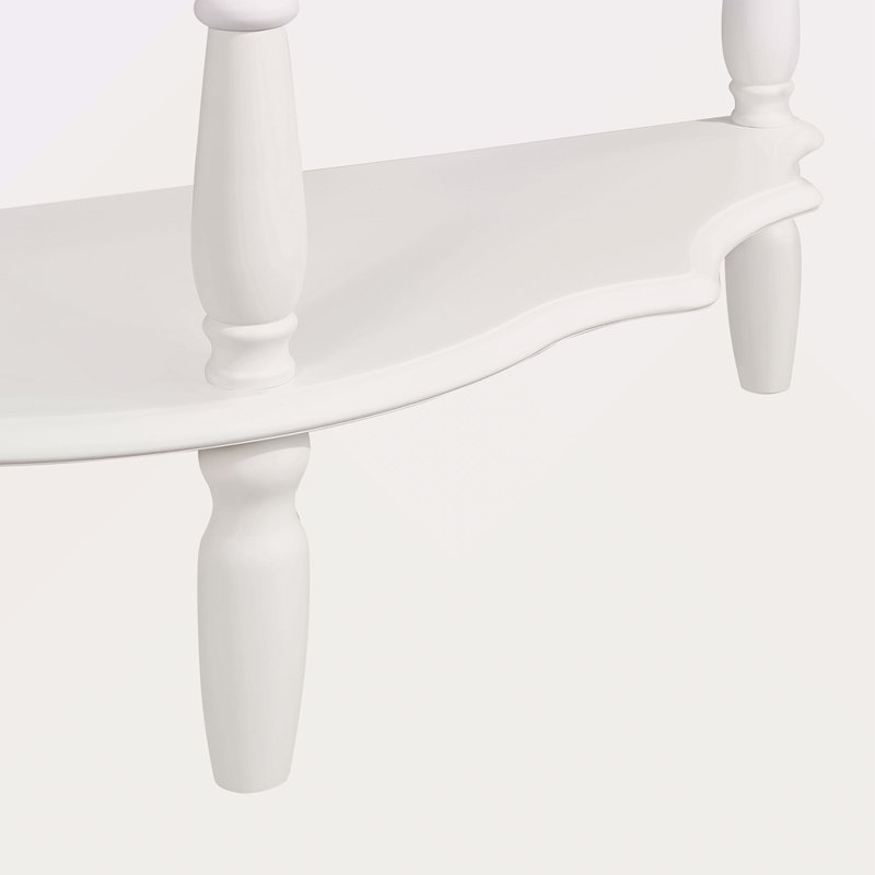 42'' Retro Circular Curved Half-Moon Console Table With Cloud Design Top And Open Shelf Solid Wood Frame And Legs