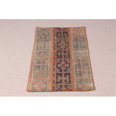 Charmant petit tapis turc Oushak rétro de couleur brune pour la décoration du vestibule et du tapis d'entrée