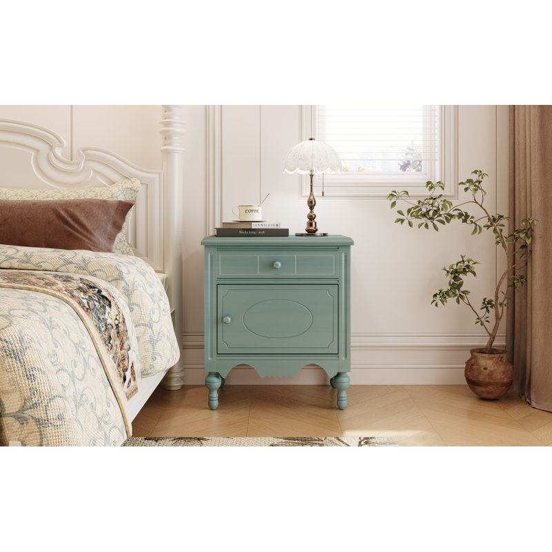 Table de chevet Maribel Vintage, Bleu vieilli