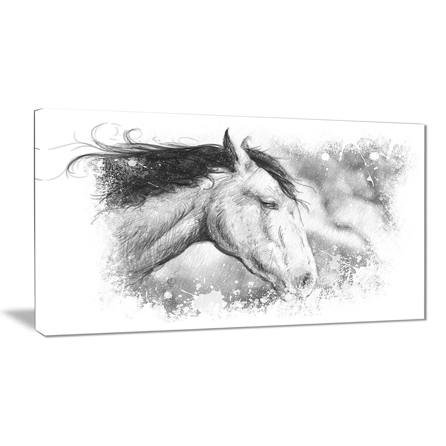 Micro-realistic horse portrait tattoo located on the