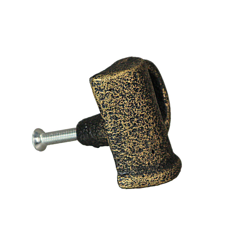 Antique gold painted cast iron beer mug cabinet knob drawer pulls, set of 6 — 1.5" W x 1.25" D x 1.75" H