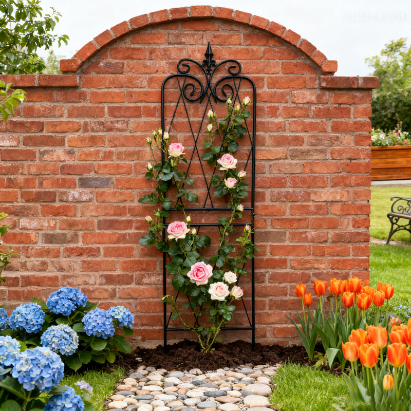 Treillis de jardin H 59 po x l 15 po Cayley, panneau de treillis en fer pour plantes grimpantes