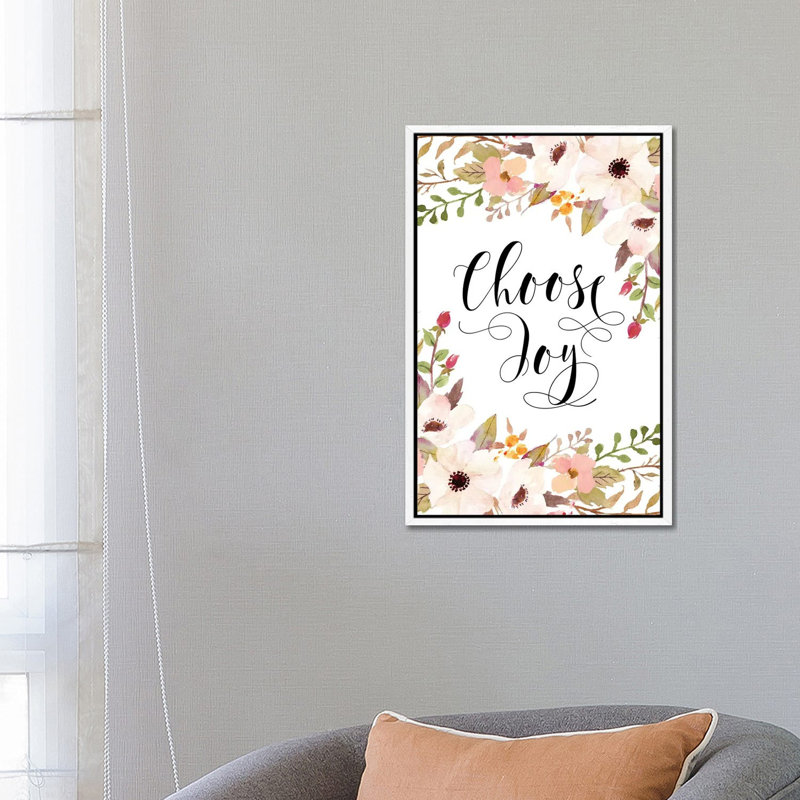 Choose Joy - Print on Canvas, White Framed, 66.04cm H x 45.72cm W x 3.81cm D