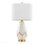 Lampe de table en verre 25 "en métal doré et verre blanc avec abat-jour en lin blanc - ensemble de 2-683031414