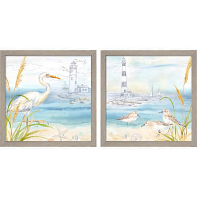 " By The Seashore A " by Cynthia Coulter 2 - Pieces Painting Print