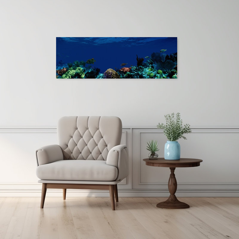Underwater Colourful Fish Ocean Tropical Wall Art, H 12 po x l 36 po