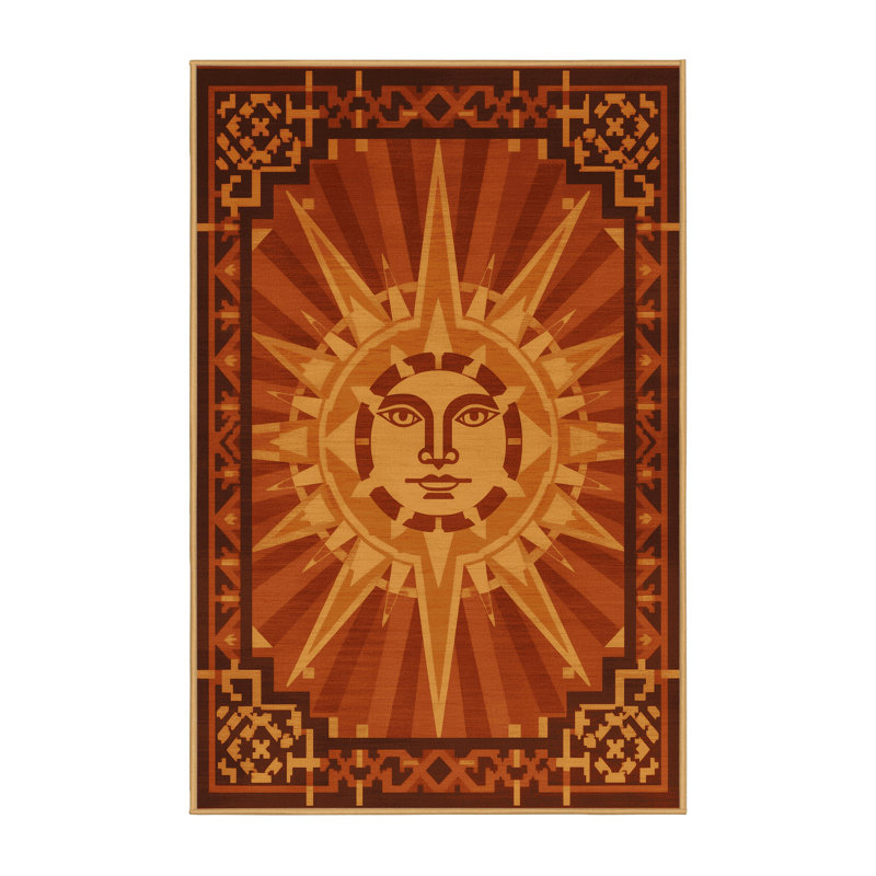 Tapis d'inspiration mondiale Melton lavable à la machine en brun - reliure brun clair, 8 x 10