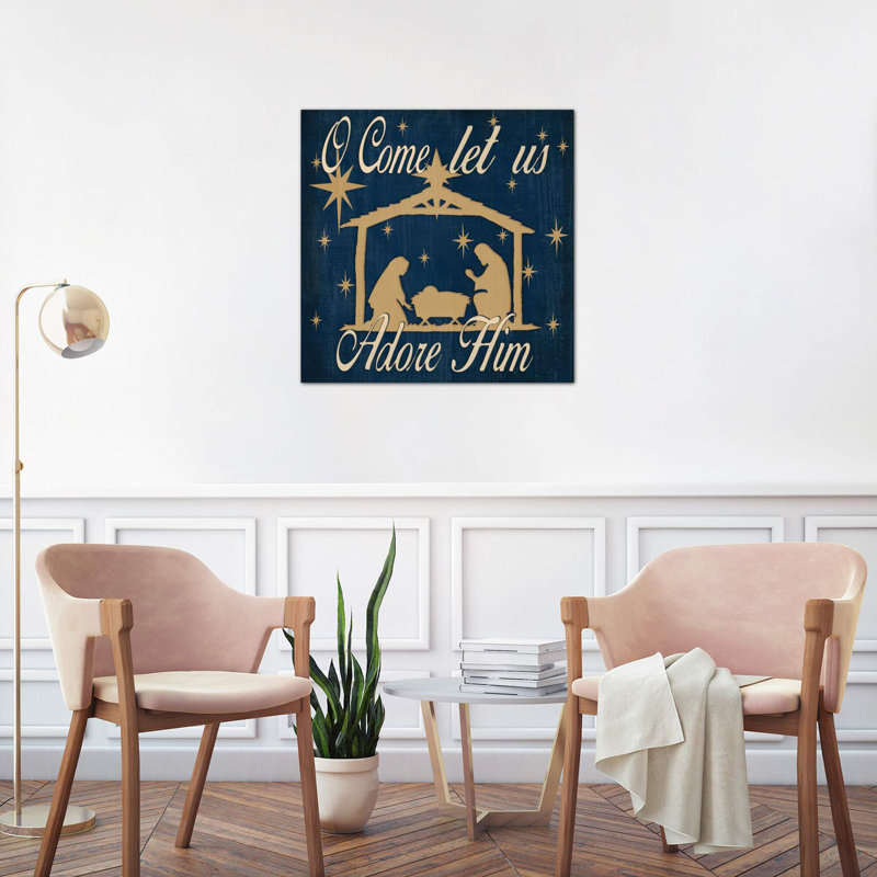 Adore Him Nativity Navy by Jen Killeen - Wrapped Canvas Print, 66.04 cm H x 66.04 cm W x 1.91 cm D