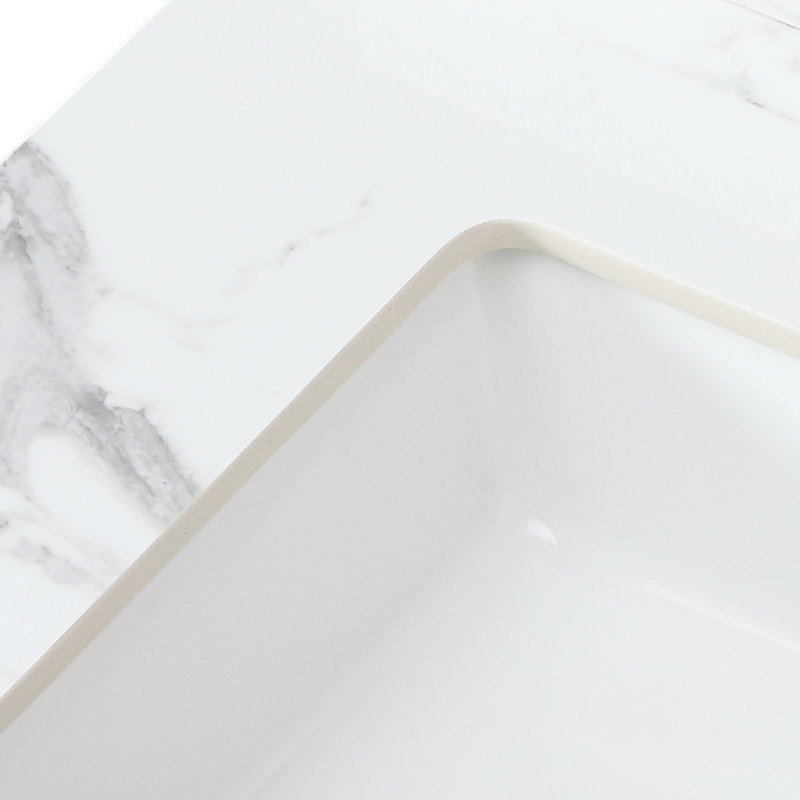 Dessus de meuble-lavabo de salle de bain 31 po x 22 po - Blanc pierre fritté avec lavabo en céramique, s'adapte à la plupart des armoires standard, installation facile par le dessous pour maintenir la beauté