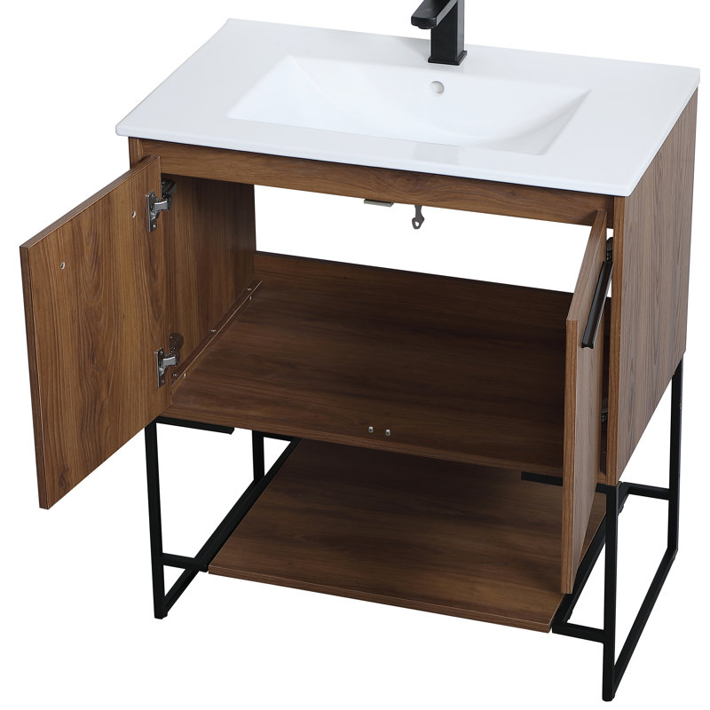 Ensemble de meuble-lavabo simple 30 po Gerard, Noyer brun