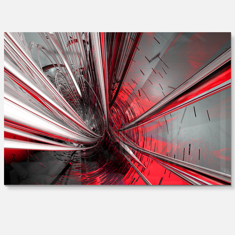 « Fractal 3D Deep into Middle » - Impression d'art graphique, H 12 po x l 20 po, Impression encadrée, Métal