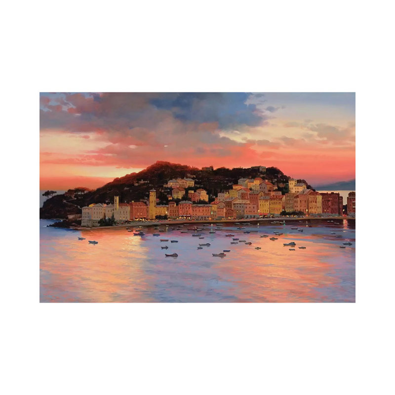 Coucher de soleil italien - reproduction d'art sur toile tendue, H 8 po x l 12 po x P 0,75 po