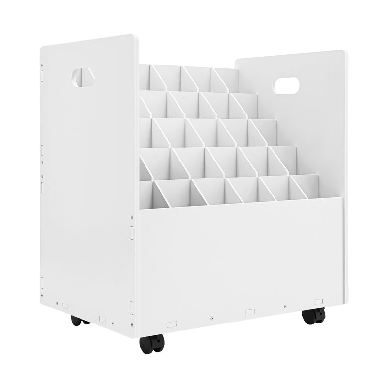 30 Slots Roll Files Storage Organizer With Wheels, White