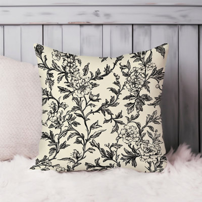 Botanical Flower Pattern Retro - XI Cottage Throw Pillow Cover