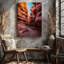 Toile, vue imprenable sur un canyon étroit avec art mural ondulé et lisse en grès rouge et orange-1677067857