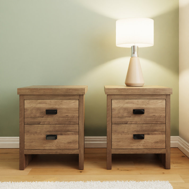Almasi 43 cm W Bedside Table, Knotty Oak