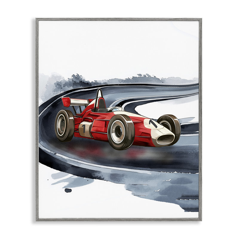Giclée encadrée par une voiture de course de la journée de la course, design par Christine Simpson Art, H 30 po x l 24 po