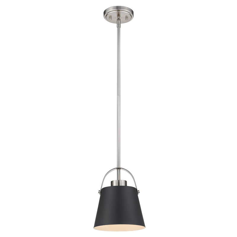 Chrisha 1 - Light Single Pendant, Matte Black, 9.5" H x 8" W x 8" D, Brushed Nickel