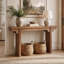 Console de 63 po en bois massif, table d'entrée pour salon