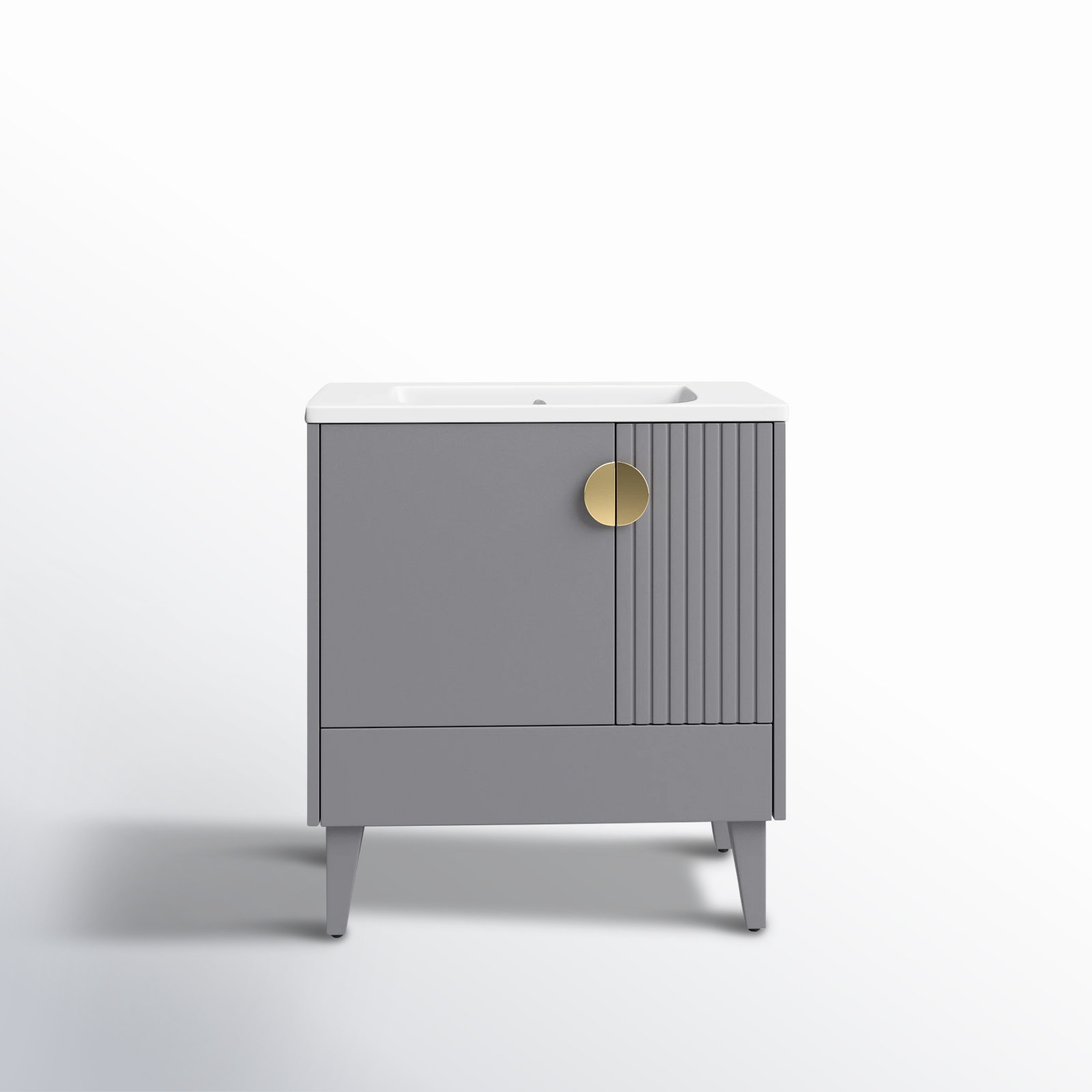 Saimah 30'' Single Bathroom Vanity, Satin Brass, Rock Gray