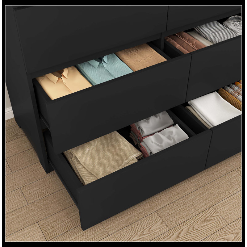 Commode double 12 tiroirs Modern, Noir