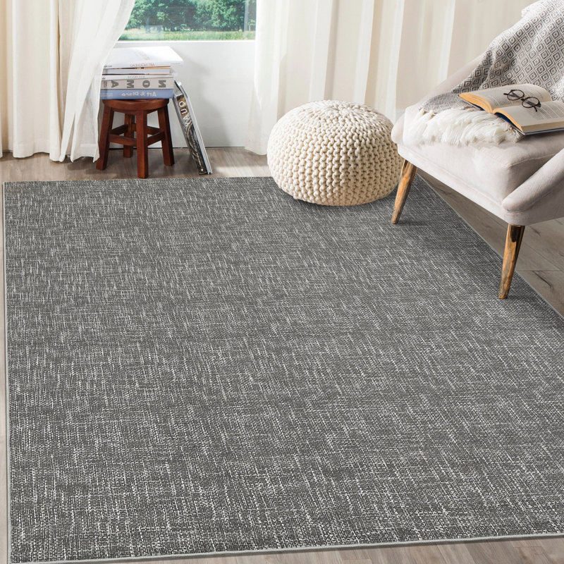 Washable Rugs 9x12 Modern Area Rugs for Living Room Non Slip Solid Color Textured Rug Stain Resistant Minimalist Carpet for Dining Room Nursery Grey
