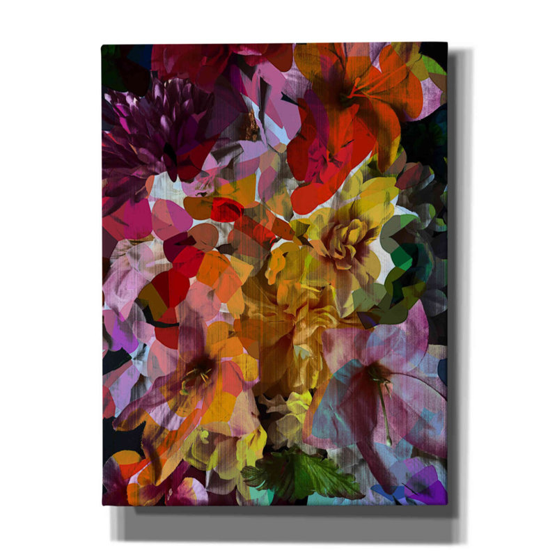 «Abstract Floral» par Shandra Smith, art mural sur toile, H 16 po x l 12 po x P 0,75 po
