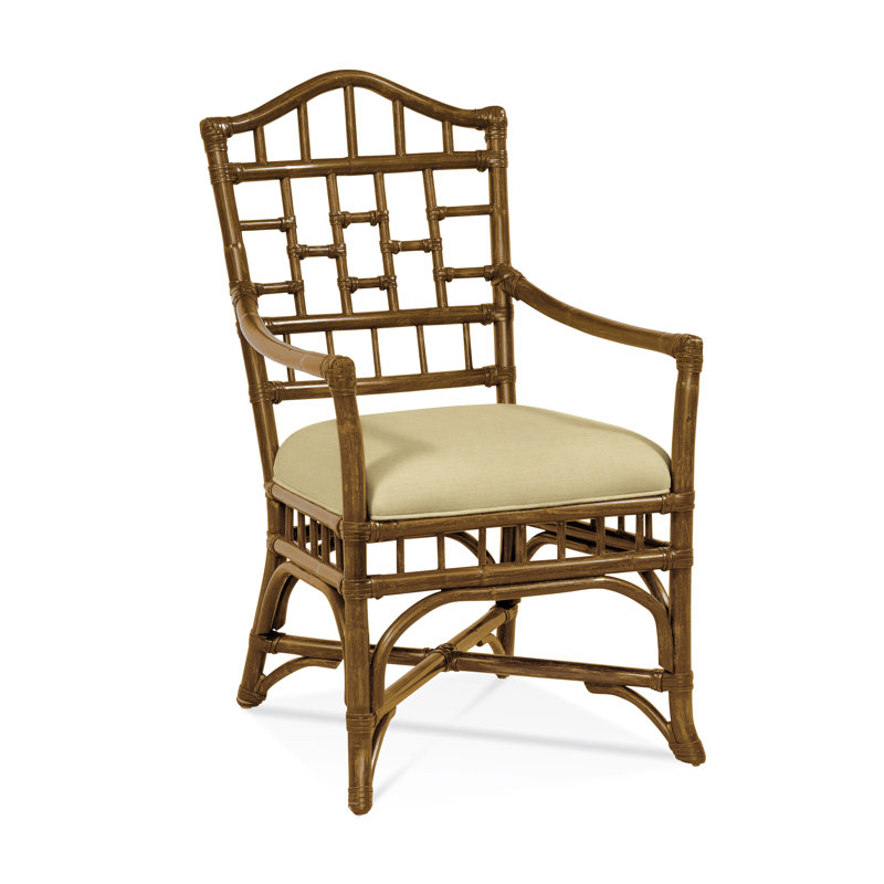 Chippendale Upholstered Arm Chair, Havana, White Textured Performance; 0865-91