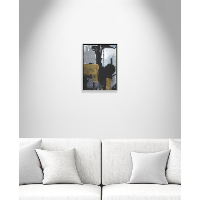 «24K Abstraction - Floater Frame», reproduction d'art sur toile, H 24 po x l 18 po x P 2 po, Cadre argenté