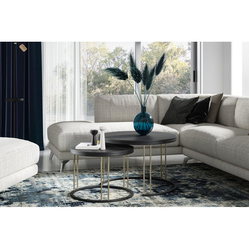 Ametra Frame Coffee Table, Black/Gold