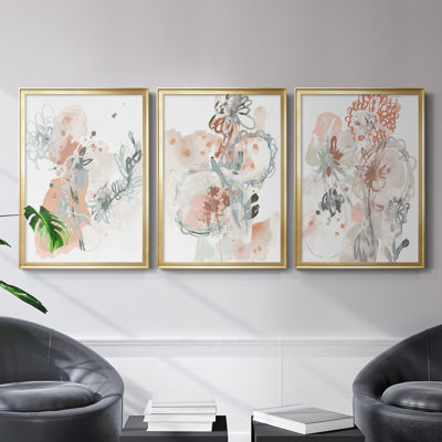 " Petal Drift I " 3 - Pieces Painting Print