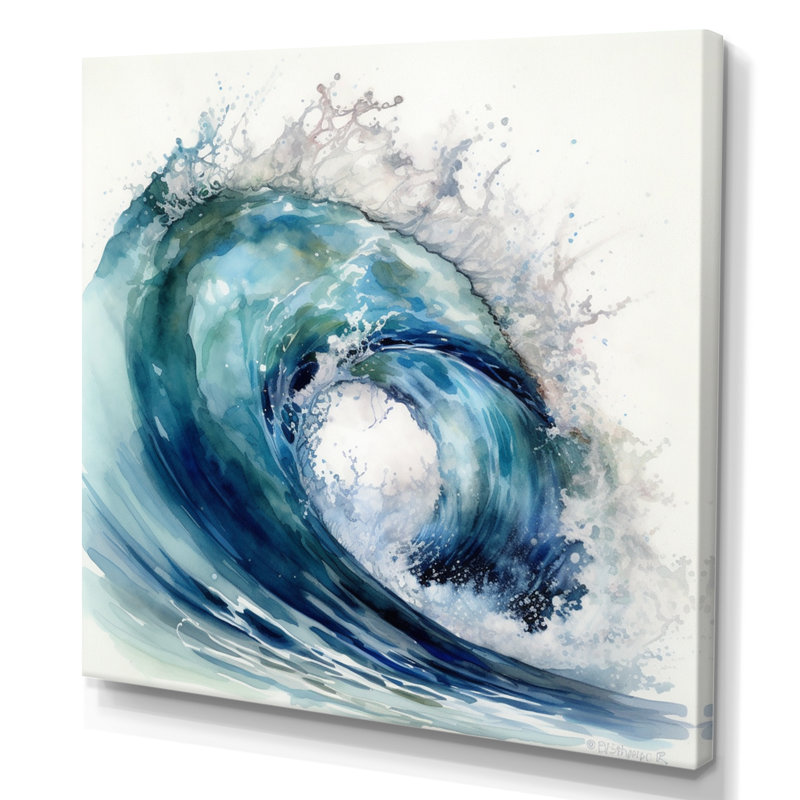 Ocean Wave Movement VI - Modern Beach Canvas Wall Art, 36" H x 36" W x 1.5" D, Wrapped Canvas