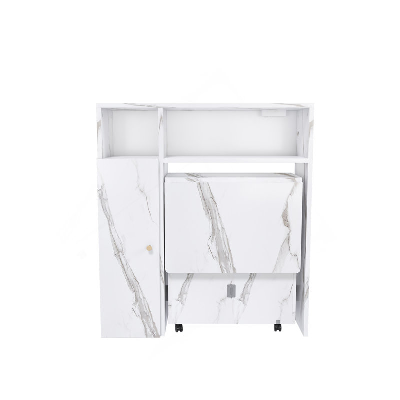 Table de salle à manger pliante multifonctionnelle avec buffet mural et rangement pour petits appartements (Wihte)