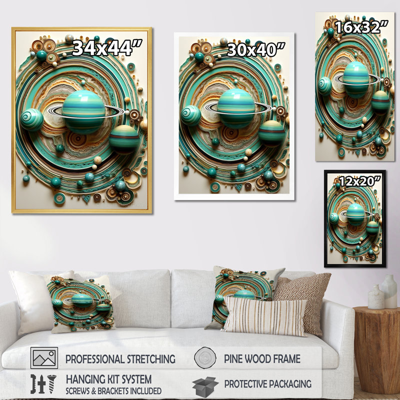 «Turquoise Saturn Astronomers Dream», reproduction sur toile, H 32 po x l 24 po x P 1 po, Toile tendue