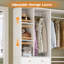 Système de rangement pour garde-robe de 5 pi avec tiroirs, système de rangement pour garde-robe de 96 po avec porte-chaussures, 3 tringles de suspension, support à vêtements mural pour garde-robe de chambre à coucher