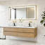 Meuble-lavabo mural 84 po avec armoires et tiroirs flottants 84 po, pierre d'ingénierie avec évier, chêne naturel-832315009