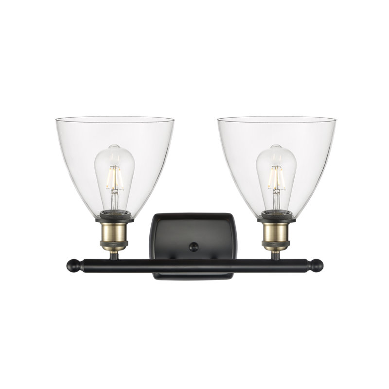 Éclairage pour meuble-lavabo 2 lumières Shauna, Incandescent, Transparent, Laiton antique noir