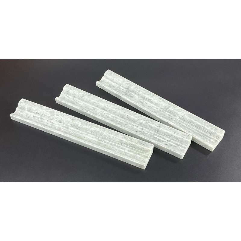 12" L x 1.8" W Marble Chair Rail Tile Trim, Ming Green